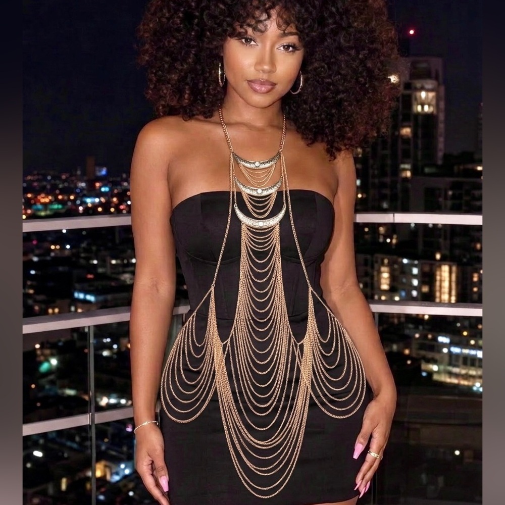 Glamorous Draped Chain Boho Statement Body Chain